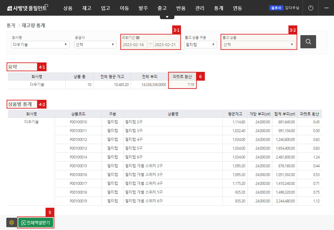 통계 - 재고량 통계