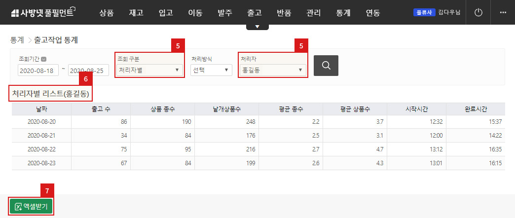 통계 - 출고작업통계