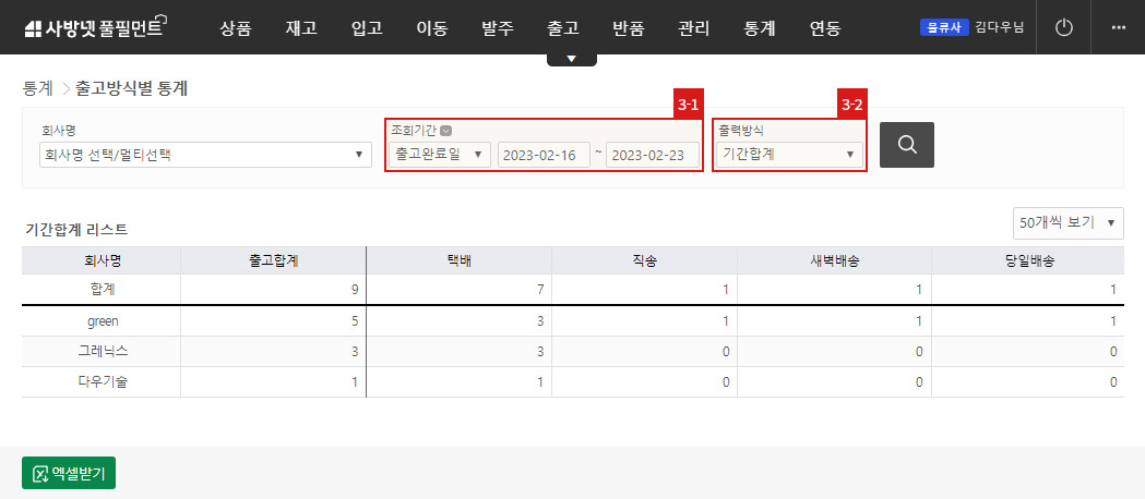 통계 - 출고방식별통계